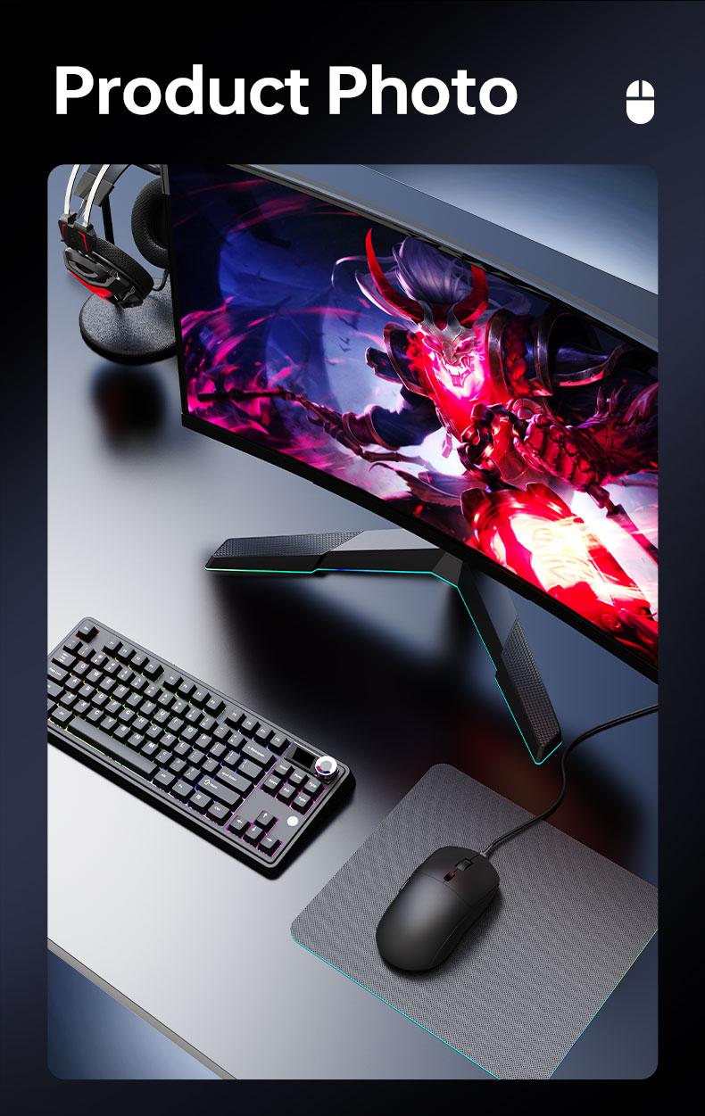 AJAZZ NJ07 Wireless Game Mouse Soft Tone Buttons 1k Hz Rate of Return 2.4G+Wired+BT Six Gear DPI Adjustment 12800 Lightweight 67g Multi-system Support for E-sports and Office, Pc Accessories Gaming