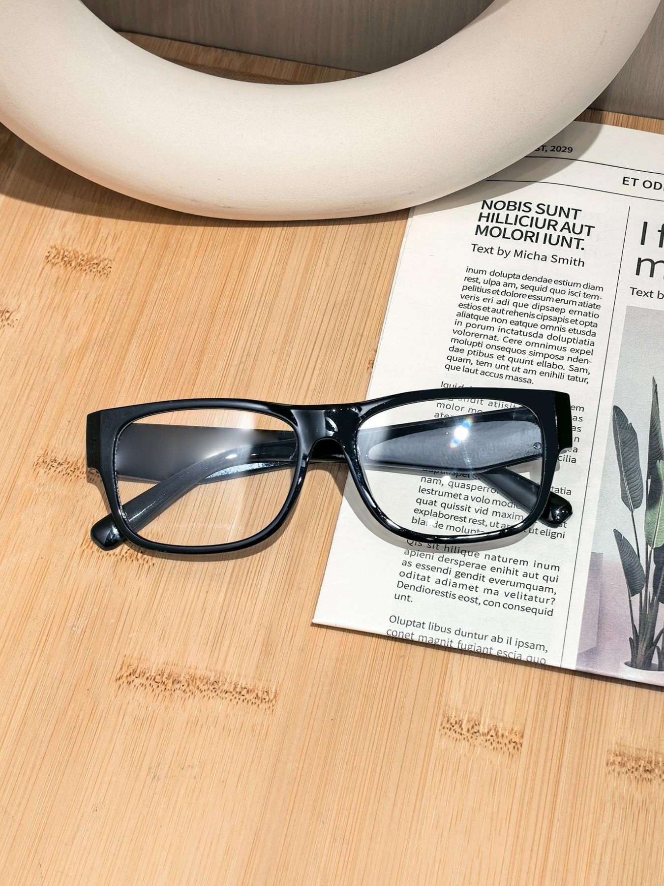 Women's Wide Frame Plain Glasses, Square Frame for Big Faces, Daily Wear Versatile Eyewear, Natural Look Sunglasses