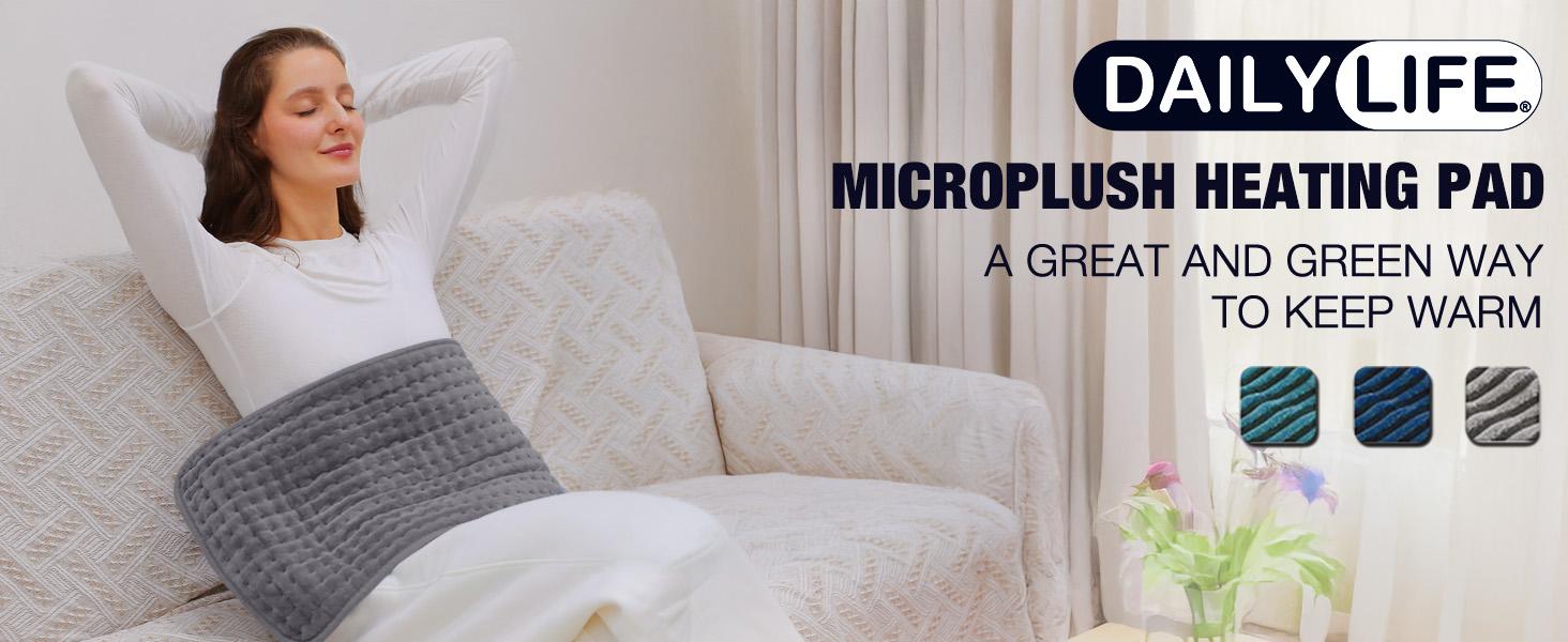 DailyLife Heating Pad for Back Pain Cramps Relief, 12"x24" Electric Heating Pad With 6 Heat Settings, Auto Off, Machine Washable, Warming mat, Gifts for Women, FathersDayGift