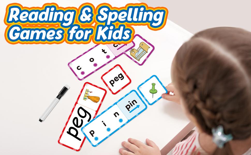 Phonics Flash Card ，Kasfalci，Learn to Read ，Blends and Digraph Cards ,phonics games， sight word games，learning activity，educational toys Vocabulary Flashcards Animals Reusable