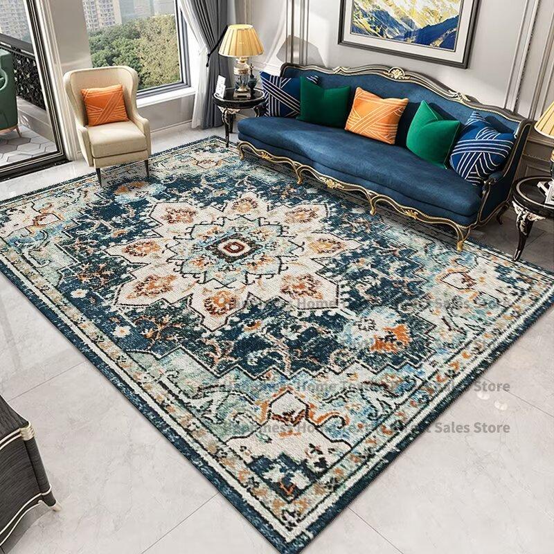 Vintage Persian Medallion Flannel Area Rug - Traditional Oriental Boho Print Soft Mat for Living Room, Non-Slip Ethnic Home Decor #VintagePersianRug #OrientalMedallionMat #BohoEthnicDecor #TraditionalCarpet #NonSlipFlannelRug