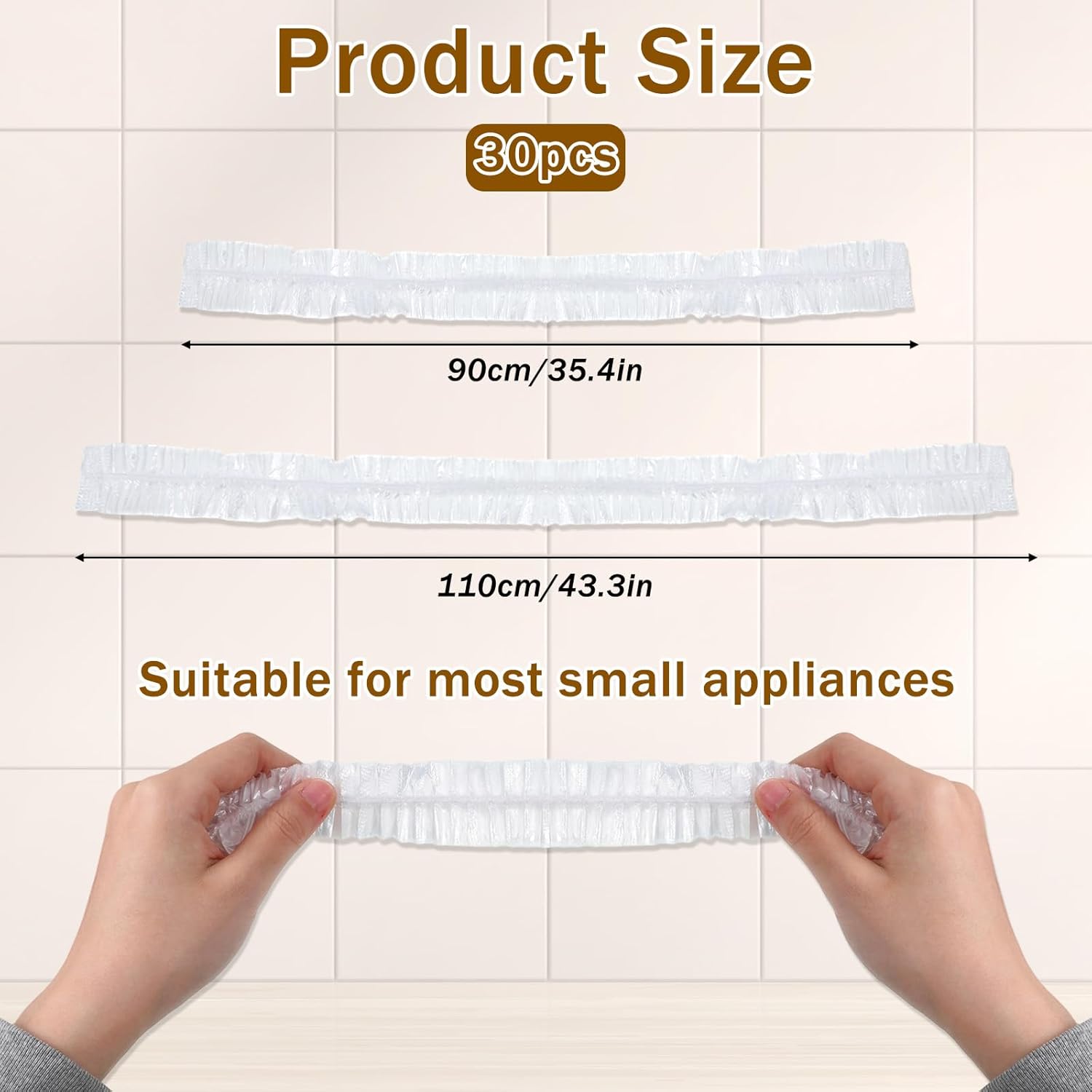 30 PCS Kitchen Small Appliance Dust Covers, 90 x 110 cm Disposable Clear Thickened Plastic Covers with Elastic for Air Fryer, Blender, Coffee Maker, Pressure Cooker, Slow Cooker and Storage