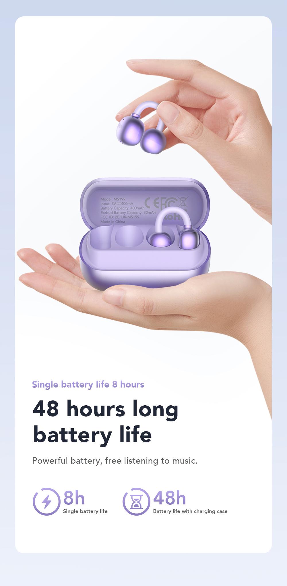 MINISO MS199 Translation Clip On Ear Headphones Full Color Touch Screen, Audio Wireless Headphones Support 135 Languages Real Time Bluetooth Translation Built-in Microphone for Music & Phone Calls,Sport Waterproof & Sweatproof