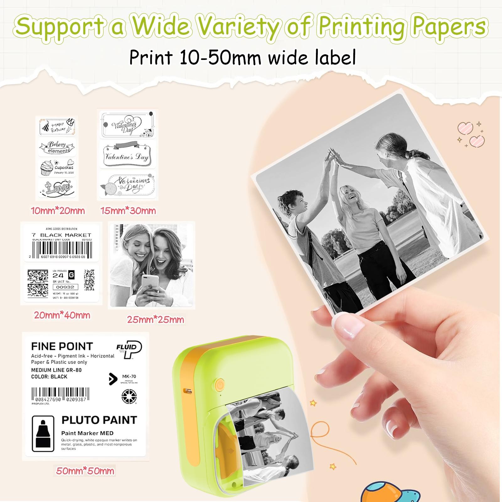 Mini Bluetooth Printer - Portable Thermal Printer for Diary/DIY Scrapbooking/Travel/Notes/Lists/Labels/Memos, Receipt Printer Ideal for Children's Christmas Birthday Gifts, Halloween and Thanksgiving Presents