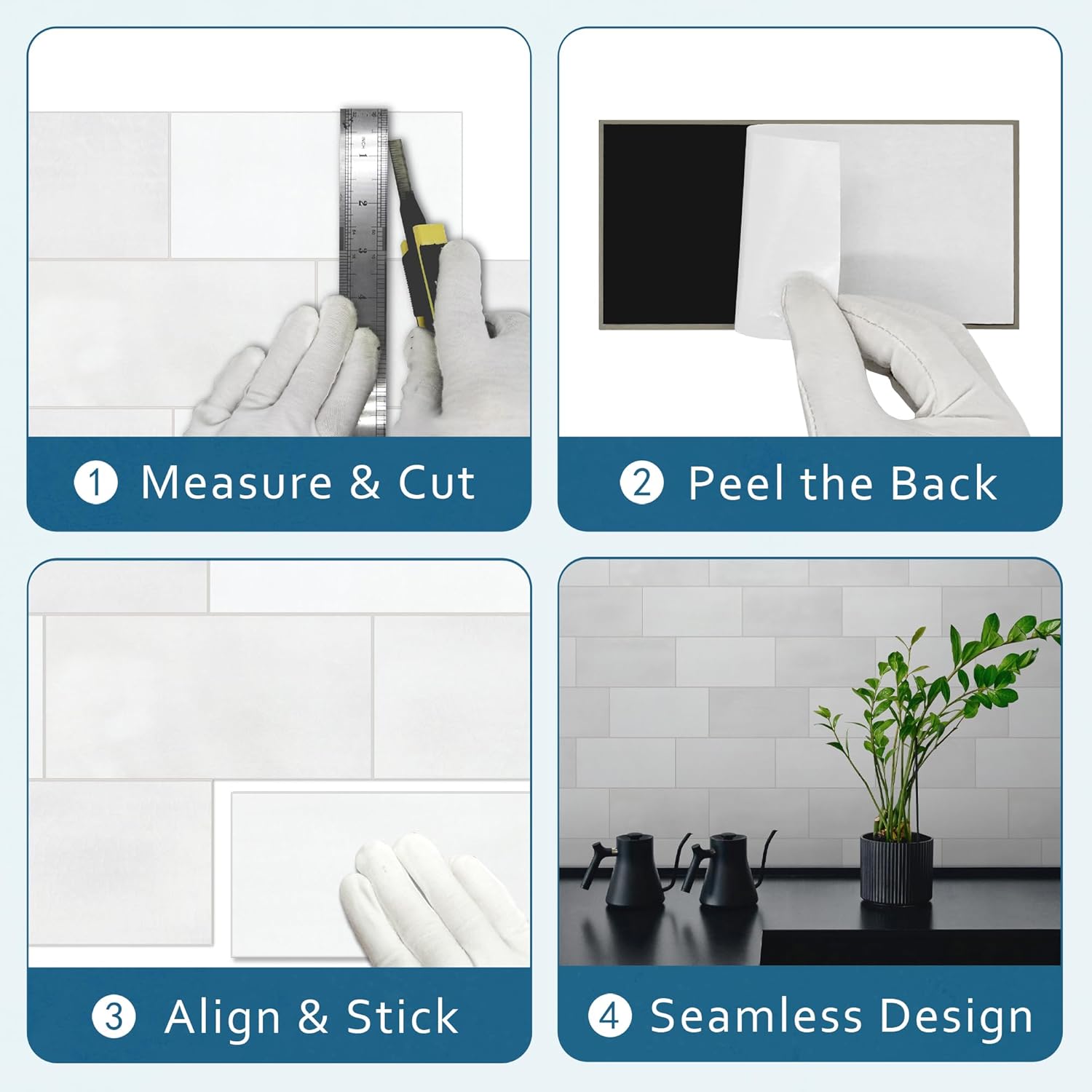 100-Sheet Subway Peel and Stick Backsplash Tile, 6" x 3" White  Stone Composite  Looks Self Adhesive  Wall Tile, Stick  Tiles for Kitchen Bathroom Shower Fireplace