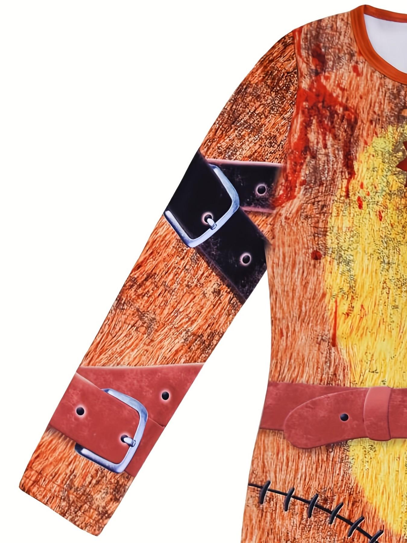 3-Piece Jumpsuit Set, Fashionable Cool Funny Position Print Costume + Headwear + Gloves, Unisex Kids Halloween Christmas