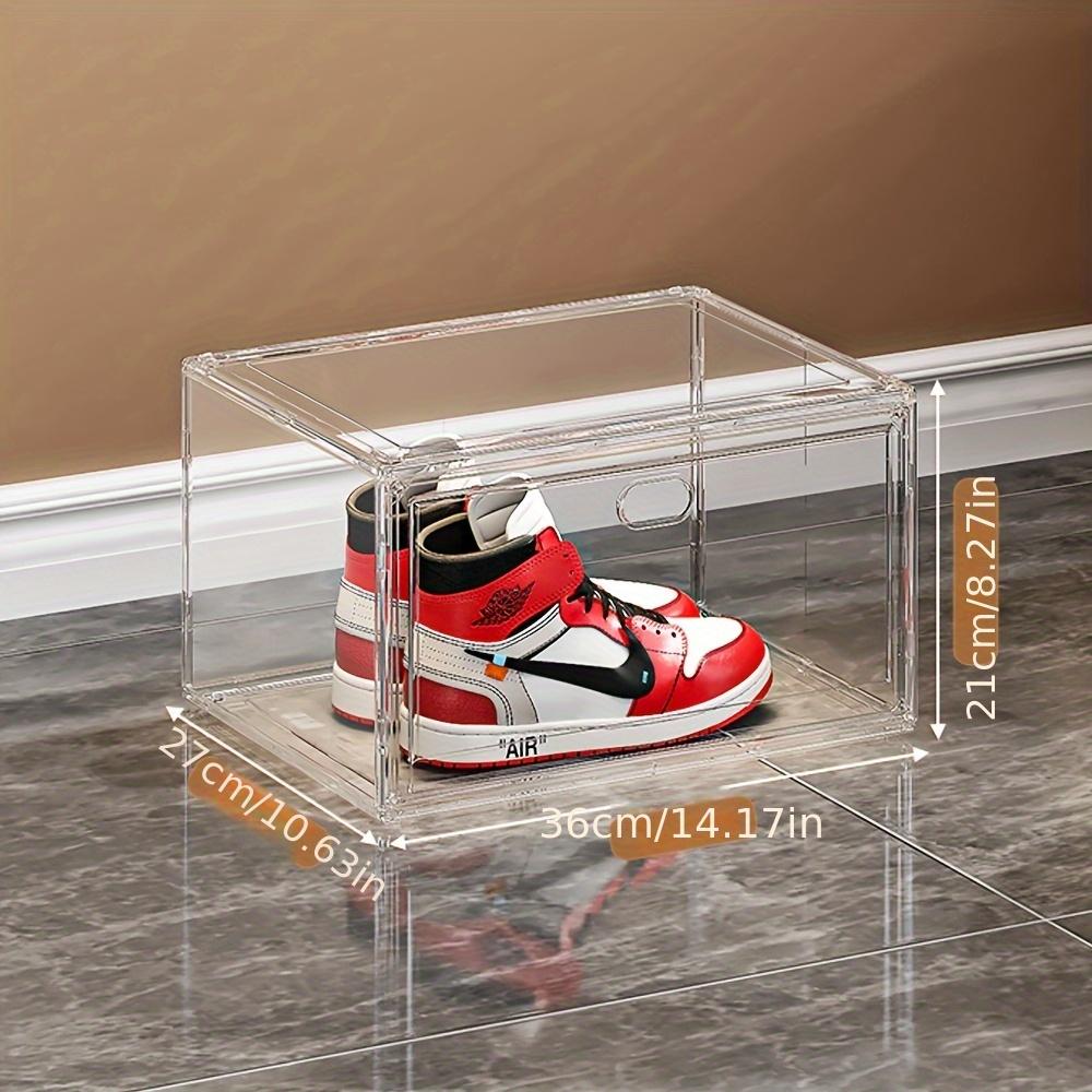 Clear Shoe Storage Box, 1 Count Magnetic Door Shoe Organizer, Stackable Shoe Rack, Space Saving Shoe Storage Box for Home Living Room Bedroom, Clear Plastic Drawers