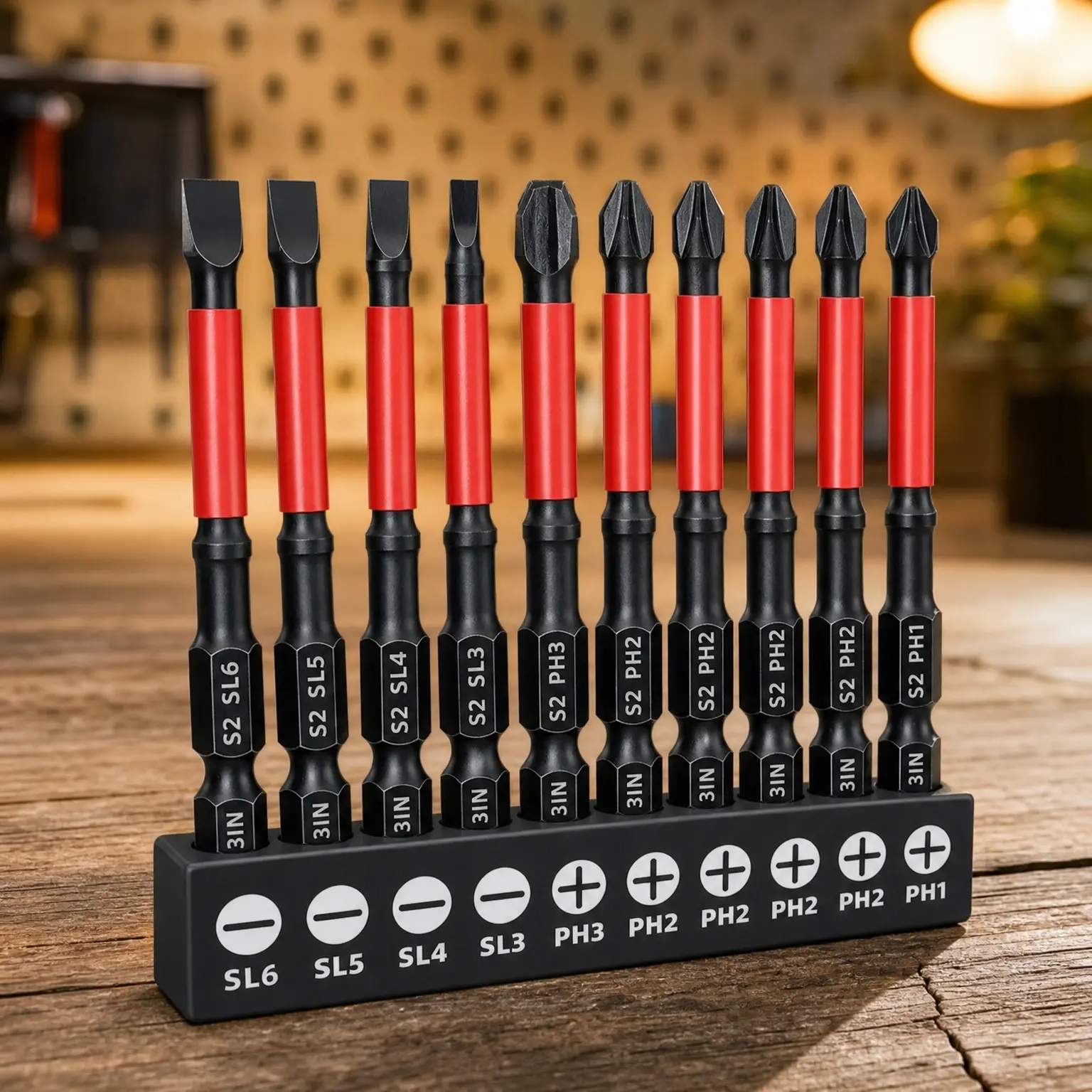3-Inch Long Magnetic Screwdriver Bit Set, Phillips & Slotted, 10-Pack, #1 #2 #3 Phillips Head Bits, S2 Alloy Steel, CNC Tips, 1/4-Inch Hex Shank for Impact Driver & Power Drill