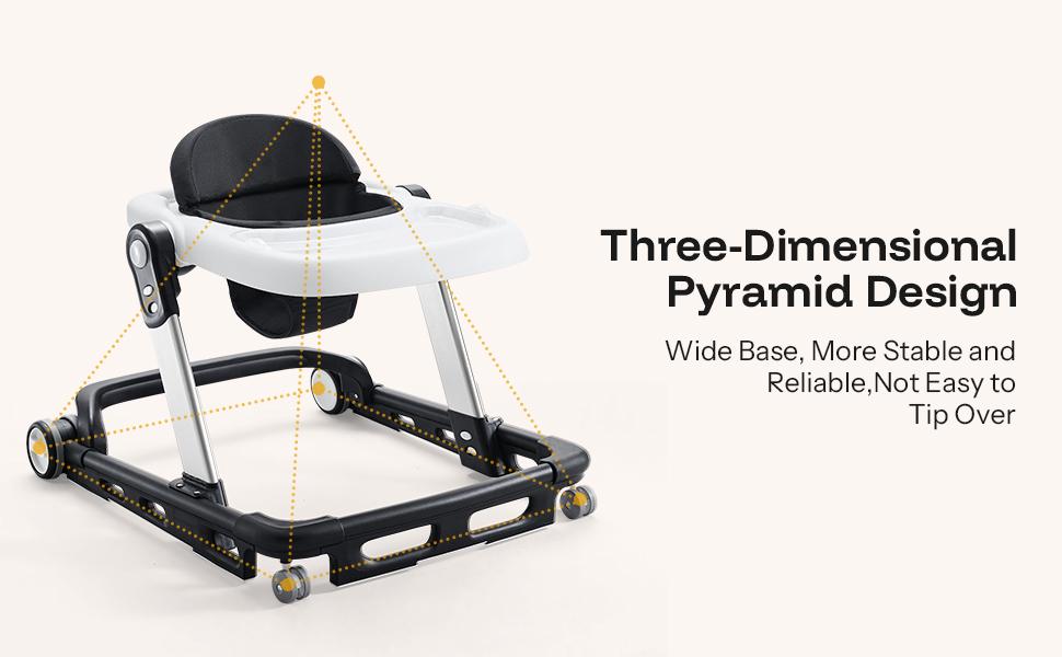 HARPPA Paddlo Lite | Adjustable Infant Toddler Baby Walker, andador Foldable Baby Walker with Wheels & Dining Plate, For 6-18 Months Babies, Baby Items Essential