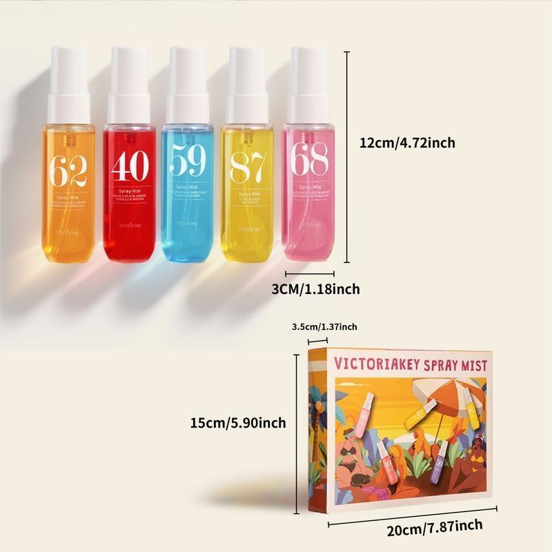 Limited Edition Summer Brazilian Perfume Spray Set (5x40ml), Fragrance Beauty Set, Natural Fresh Scent, Perfect for Travel, Home, Office, Holiday Gift