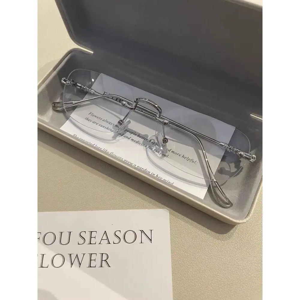 Square Rimless Anti-Blue Light Glasses Women Men Summer Silver Frame Optical Spectacle Eyeglasses Computer Reading Eyewear