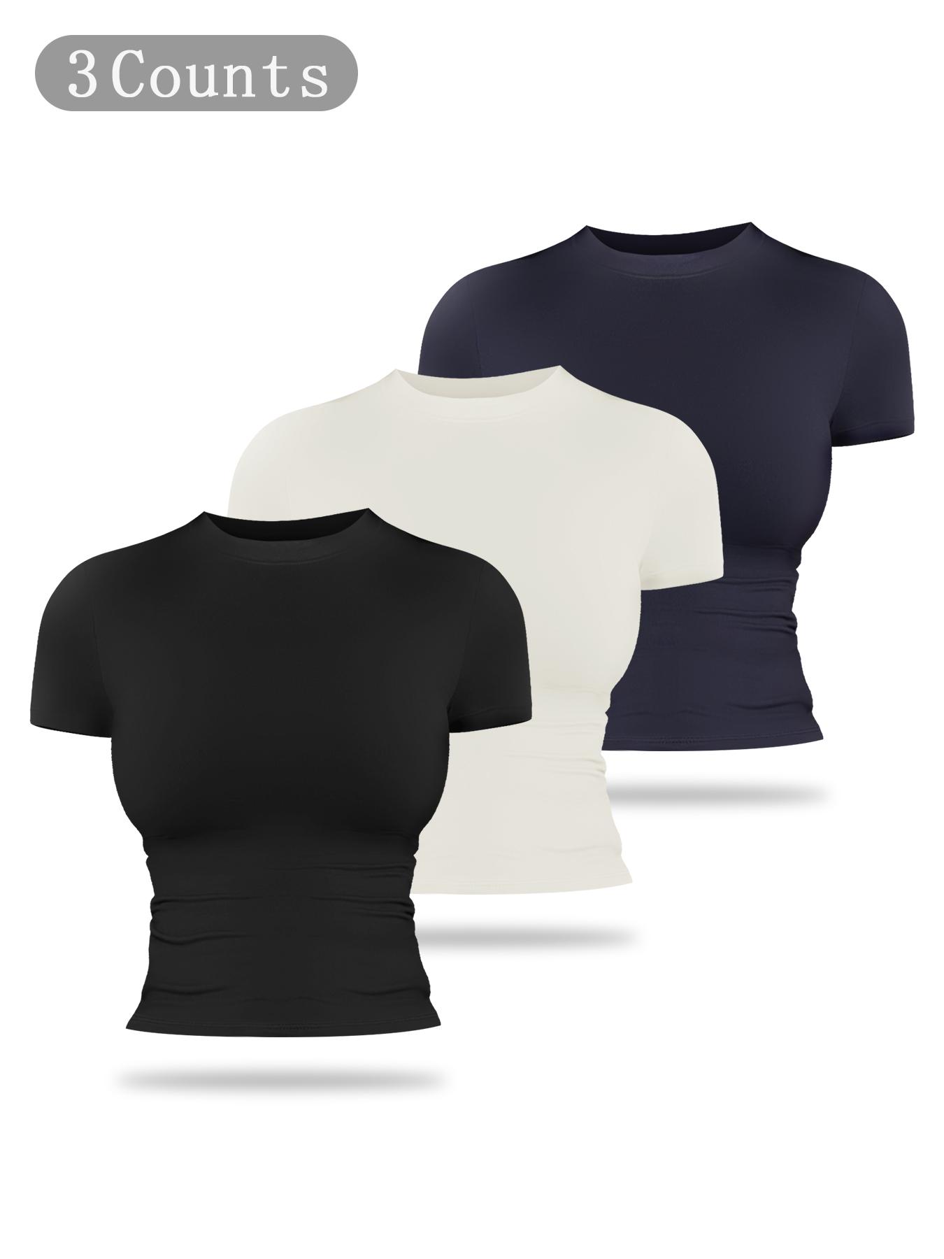 Women's Solid Color Sports Tee, Casual Comfy Breathable Short Sleeve T-shirt for Yoga Gym Workout Running, Ladies Sportswear for All Seasons