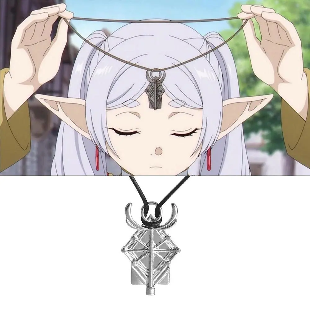 Animation Frieren Peripheral Holy Staff Certificate Pendant Necklace, Magician Clavicle Chain, Cosplay Prop Jewelry