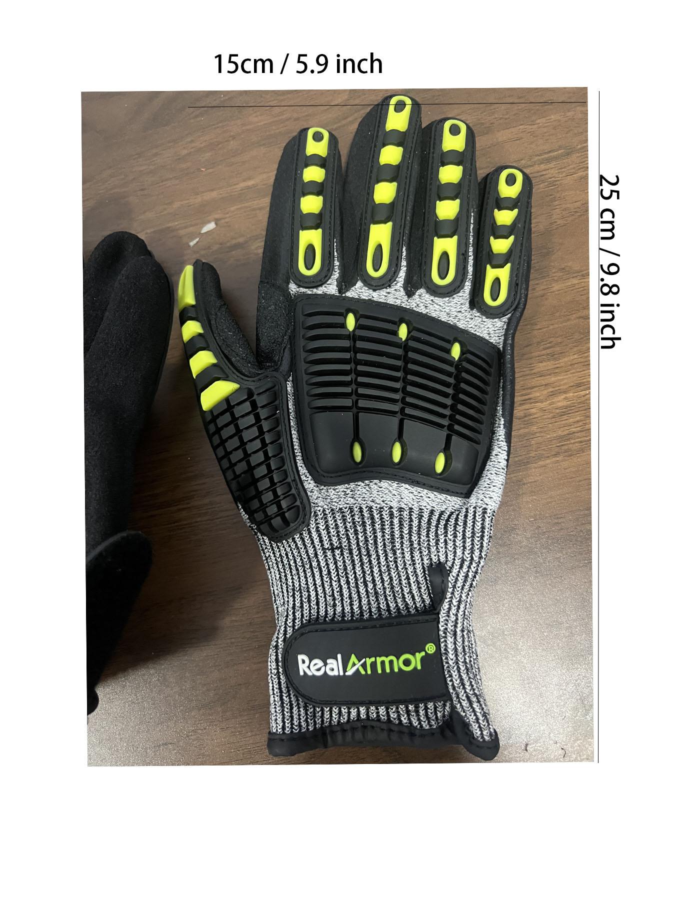 Men's Cut-Resistant Anti-Slip Safety Work Gloves With Grip, Glass Handling, Construction Safety, 5-Level Impact Resistance, Tpr Palm Protection