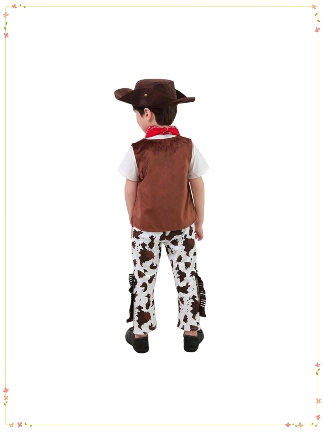 Kid Cowboy Costume 4pcs Set Boys Halloween Cosplay Event Dress Up Parties Stage Performance Outfits