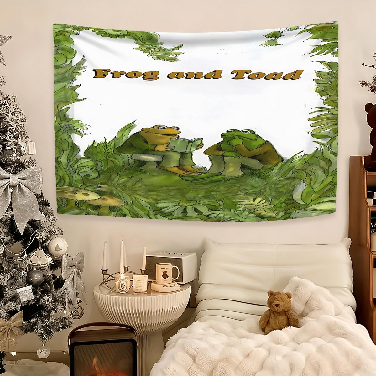 Frog and Toad design peach skin velvet tapestry, suitable for the wall decoration of the study window leisure area, is a good choice for building a study on San Juan Festival, suitable for sending friends during the festival
