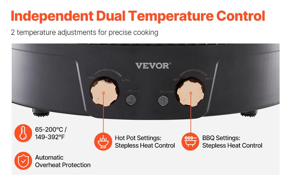 VEVOR 1800W Power 2-in-1 Electric Smokeless Hot Pot Grill, Korean BBQ Shabu Shabu with Separate Dual Temp Ctrl, Non-Stick Pan for Family Dining (2-8 People) VEVOR 1800W Power 2-in-1 Electric Smokeless Hot Pot Grill, Korean BBQ Shabu Shabu with Separate Dual Temp Ctrl, Non-Stick Pan for Family Dining (2-8 People)