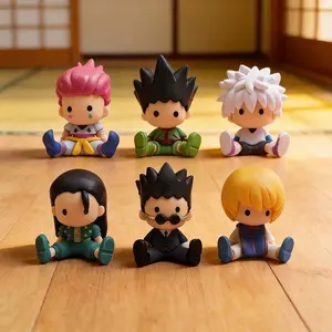 2026 new In Stock 7cm Anime Hunter x Hunter 5PCS Q Version PVC Figure Set Gon Killua Sitting Collectible Gift