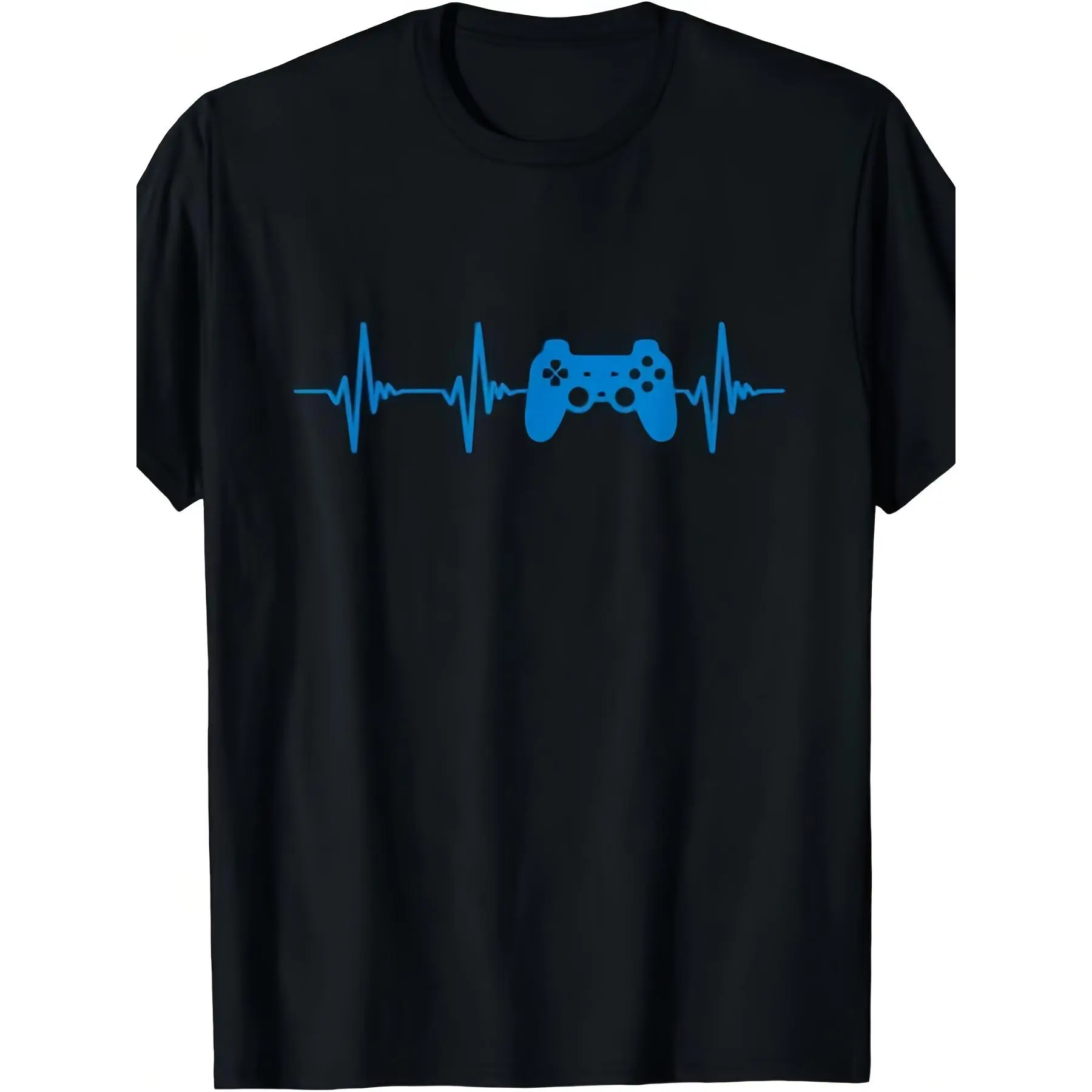 Funny Heartbeat Of A Gamer Graphic TShirt for Men Unisex Gamer S Gift Round Neck D T Shirts Tops Men Unisex Clothing Casual Gift Parties Beach Sports Outdoor Clothing AllSeason Casual WearRetro Casual Short-sleeved T-shirt with a Round Neck