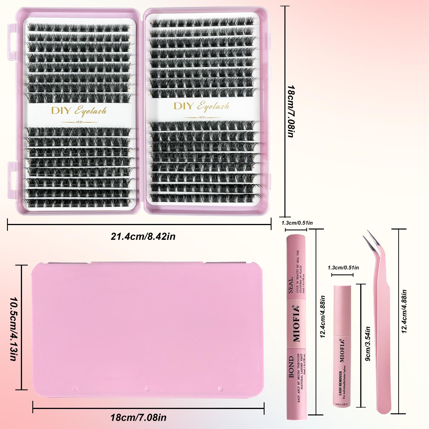 384 Cluster Independent Eyelash Set Natural 3D False Lashes Segmented Extension Kit 8mm-16mm Mixed Lashes DIY Eyelash Extensions Suitable for Women and Girls