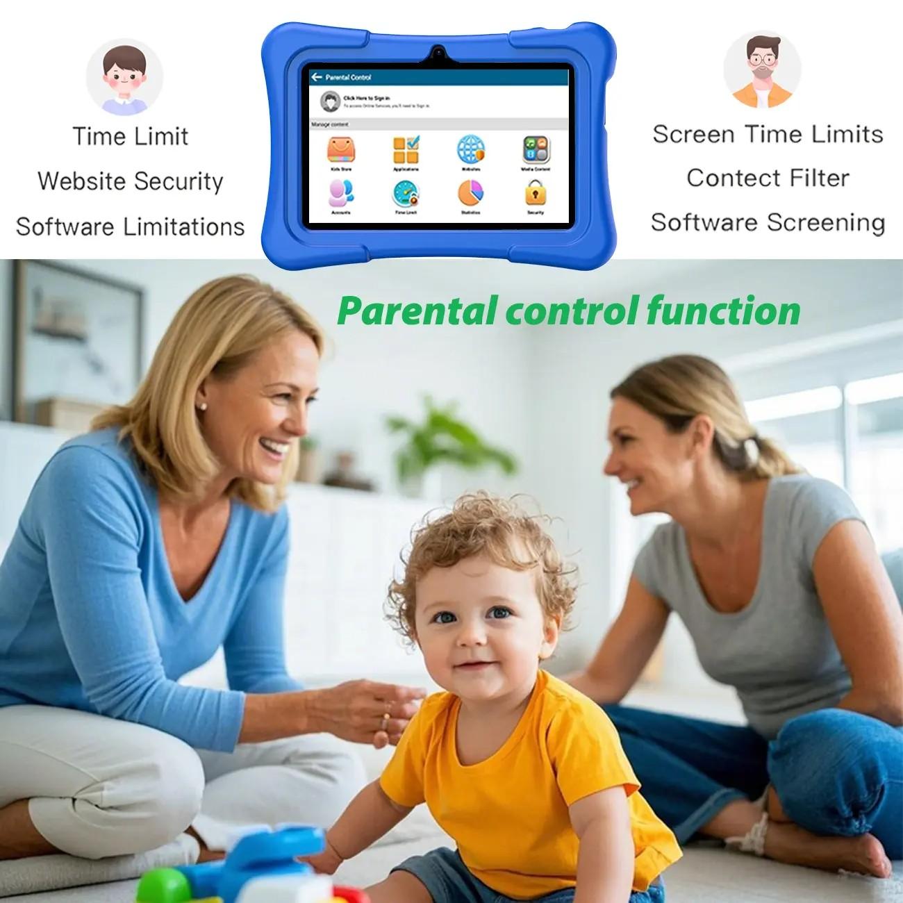 Tablet 1+16GB, Parental Control, Educational Tablet, WiFi Support, Dual Cameras, Eye Protection, Best Birthday Gift for Kids
