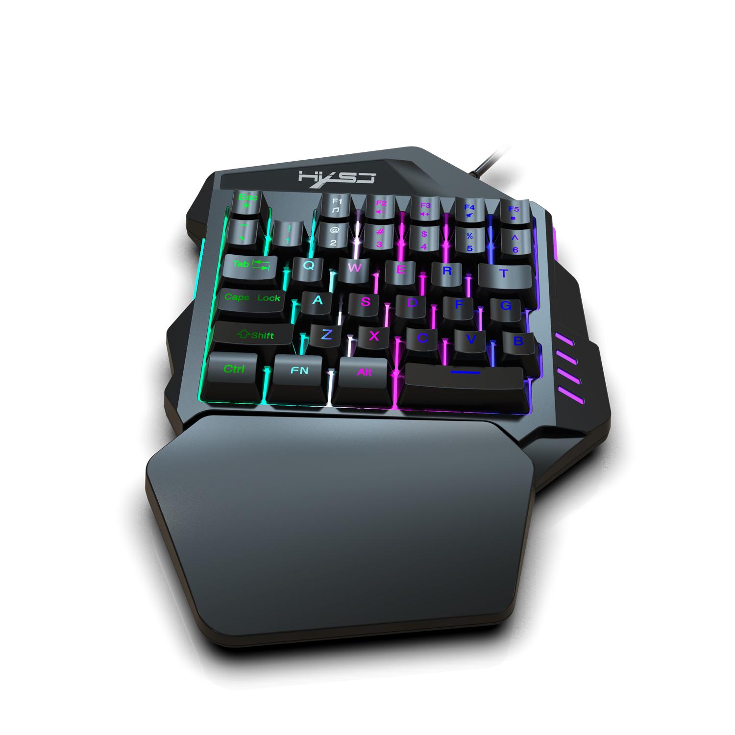 One Handed Gaming Keyboard RGB Backlit 35 Keys Portable Mini Gaming Keypad Ergonomic Game Controller for PC Gamer