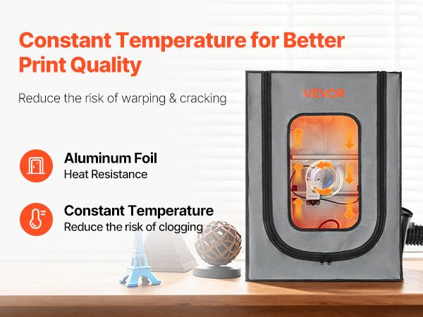 VEVOR 3D Printer Enclosure with Ventilation, Dustproof Waterproof Oxford Cloth Resin 3D Printer Tent, Constant Temperature Protective Case with LED, Compatible with Photon Mono/Mars 3, FDM/LCD Printer