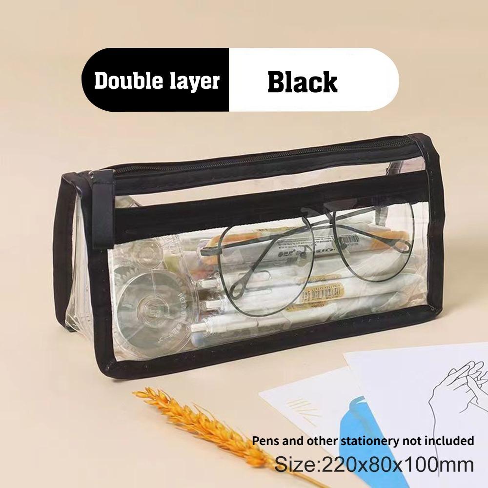 Large Capacity Pencil Case, PVC Transparent Zipper Storage Bag, Portable School Supplies and Cosmetic Bag, Suitable for Office Travel