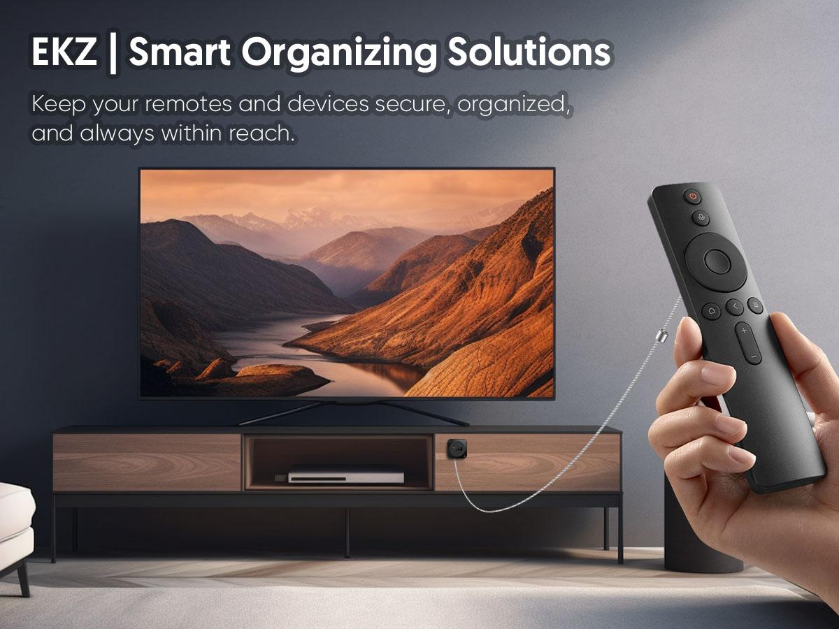 EKZ 8ft Retractable Remote Control Cable Tether Lock - Anti-Loss Security Lanyard with Adjustable Locking Leash Length Clasp for Game Controllers, Tablets, Home, Office, Showroom – 2 Pack