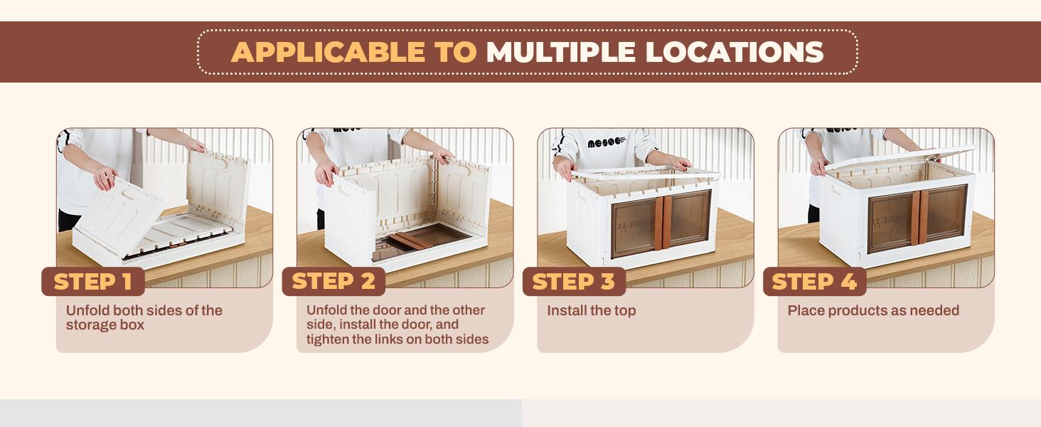 Collapsible Storage Boxes, Lidded Storage Box with Door and Wheels for Cosmetic Storage,Clothes, Tools, Office Supplies, Large Folding Storage Box for Home,3 pcs(32L/72L) Collapsible Storage Boxes, Lidded Storage Box with Door and Wheels for Cosmetic Storage,Clothes, Tools, Office Supplies, Large Folding Storage Box for Home,3 pcs(32L/72L)