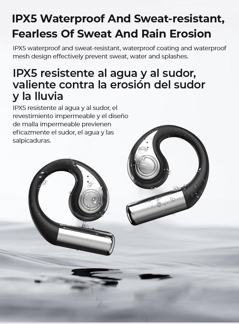 ERAZER XP9 OWS True Wireless Bluetooth Earphones, Open Ear Headphones for iPhone Android Mobile Phone, Waterproof Headseets with Display Charging Case Earbuds