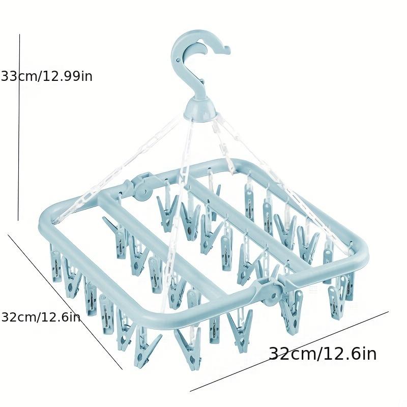 1PC Folding Clothes Hanger with Clips Multi functional Windproof and Sunscreen Clothes Hanger Folding Clothes Hanger Household Plastic Clothes Hanger 32 Clips