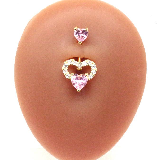 Heart-shaped navel ring, navel stud, navel ornament, water drop pendant, navel ring body piercing jewelry