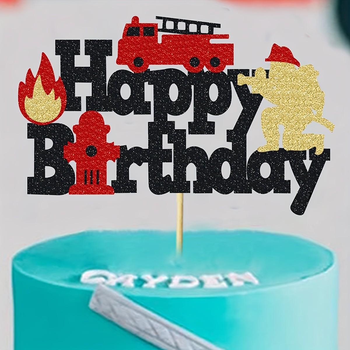 1 Firefighter-themed Birthday Party Cake Decoration