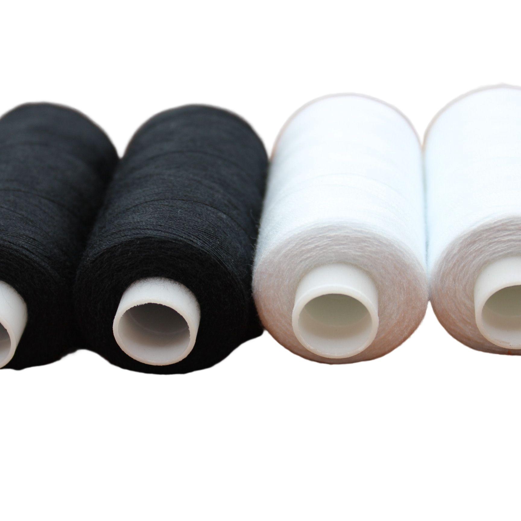 500 Yards Premium Black & White Sewing Thread for Crafting