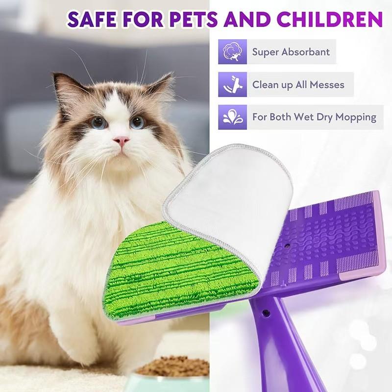 Reusable Microfiber Mop Pad for Swiffer Wet Jet, 12-Inch Dry/wet Mop Replacement, Easy Install, Durable Floor Cleaning Supplies