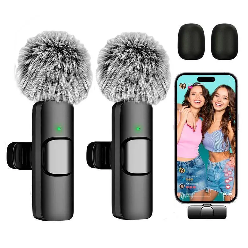 K9 Rechargeable Podcast Bundle Wireless Lavalier Microphone for Cell Phones, Noise Canceling Carbon Mini Ribbon Mic with Hands Free Holder, Premium Professional Audio Gear for Interviews & Vlog Content Creation micro rv microphonestand djo