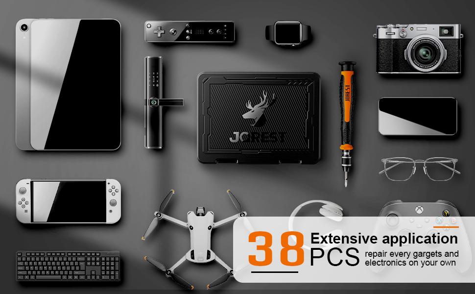 JOREST 38Pcs Small Precision Screwdriver Set with Torx T5, T6, Y00, Mini Repair Tool Kit for Macbook, Computer, Laptop, iPhone, PS4 PS5, Xbox, Switch, Eyeglasses, Watch, Ring Doorbell, Electronic