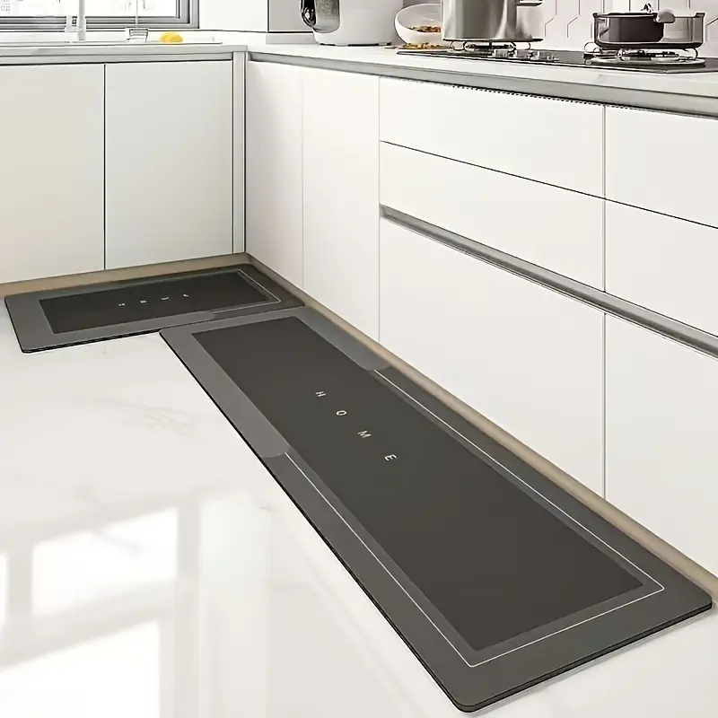 2-Pack Rectangular Rubber Blend Home Kitchen Floor Mats - Absorbent, Non-Slip, Functional Decor, Machine Washable, Suitable for Residential & Commercial Use