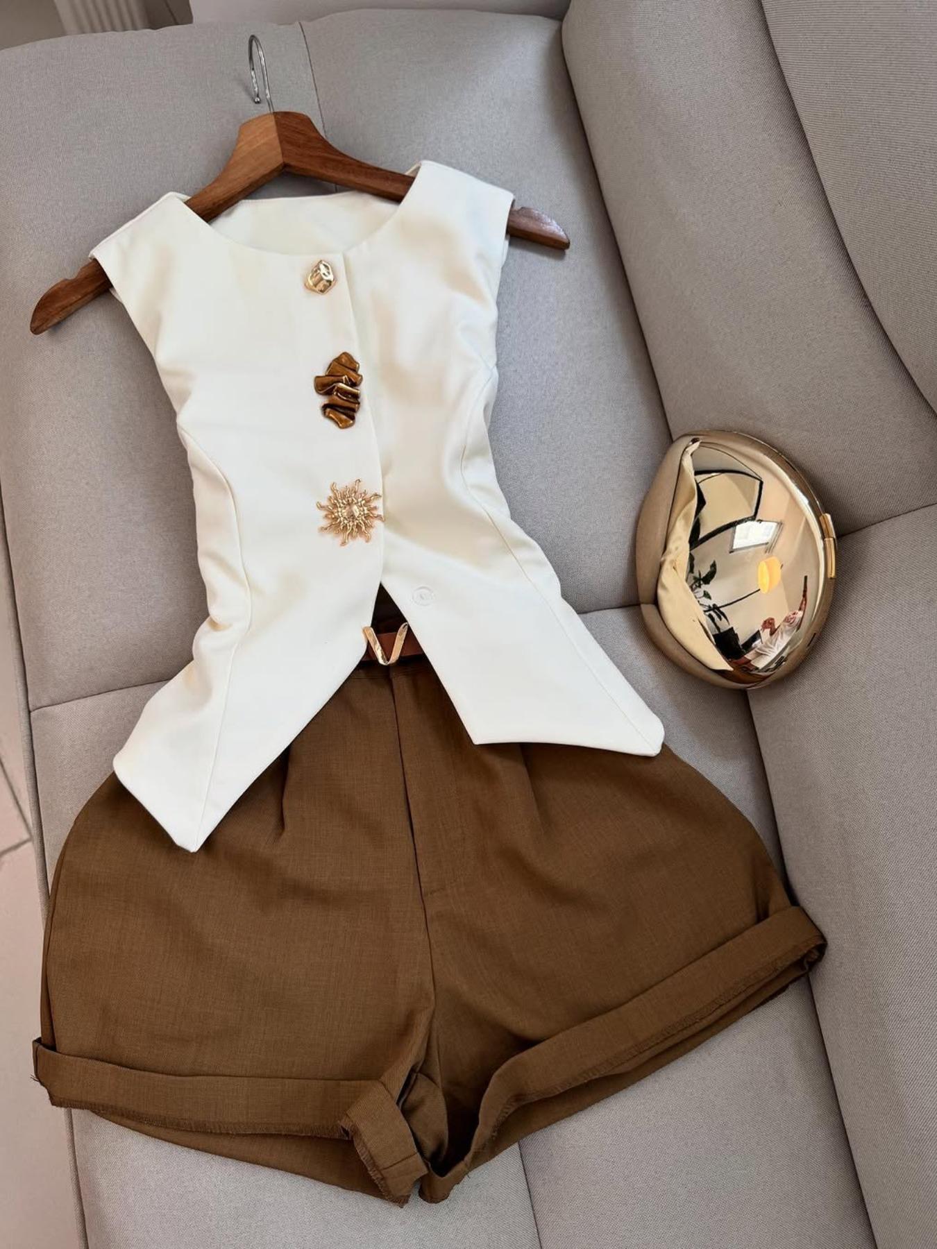 Women's Casual Sleeveless Short Pants Set, Perfect for Daily Wear, Comfortable and Stylish for Women