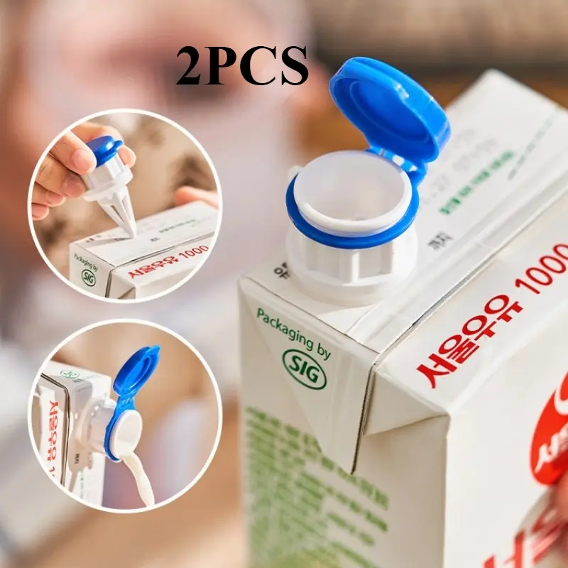 2ps/set Creative Boxed Beverage Diverter with Lid, Spill Proof Seal, Milk Beverage Extension Mouth Diverter
