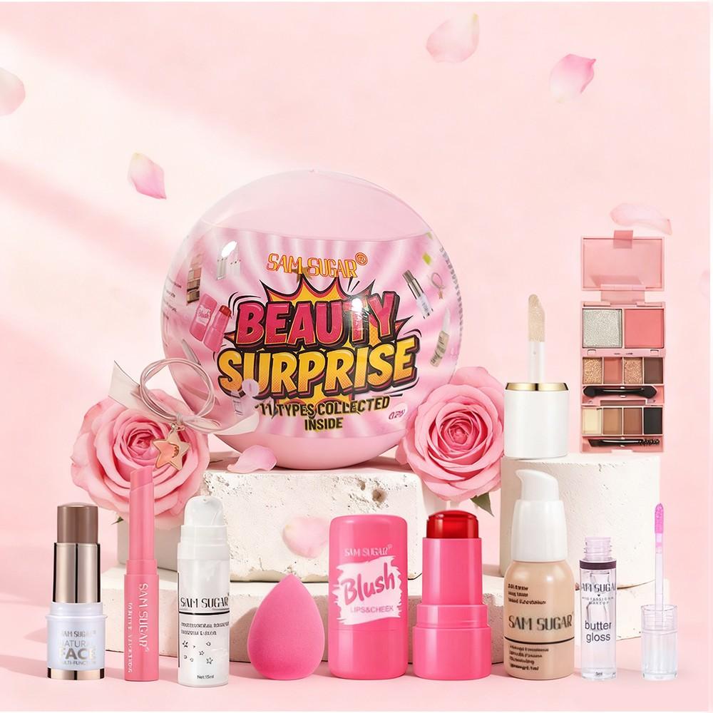 Valentine's Day Makeup Ball Set, Multi-Function Festive Beauty Kit, Perfect Gift, No Alcohol or Aerosol, Not Flammable Liquid