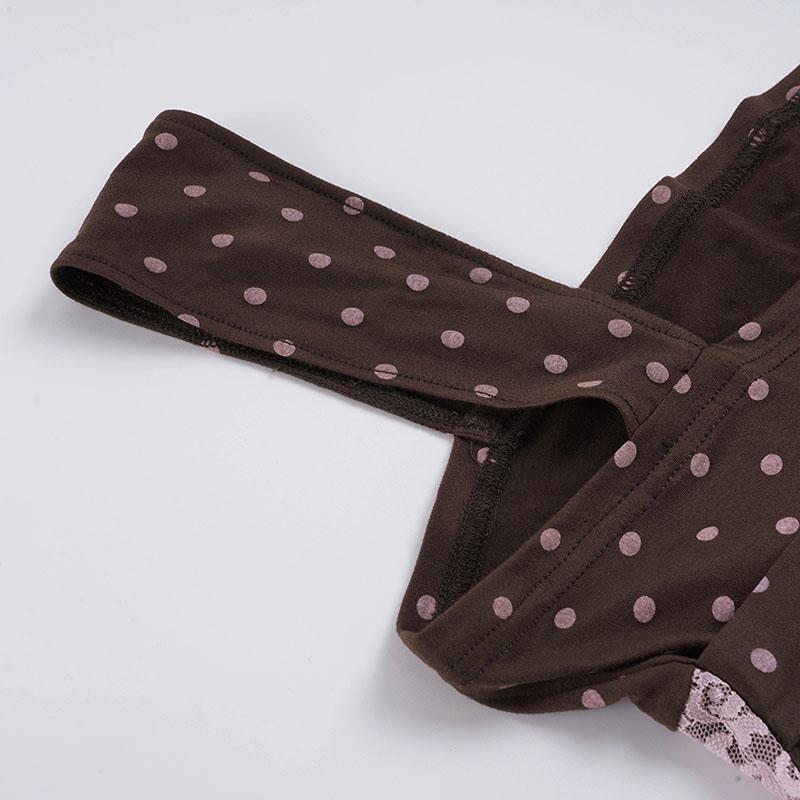 Vintage Polka Dot Print Bodycon Square Neck Vest Y2K Aesthetic Lace Patchwork Color Block Short Top Tank for Women Summer New