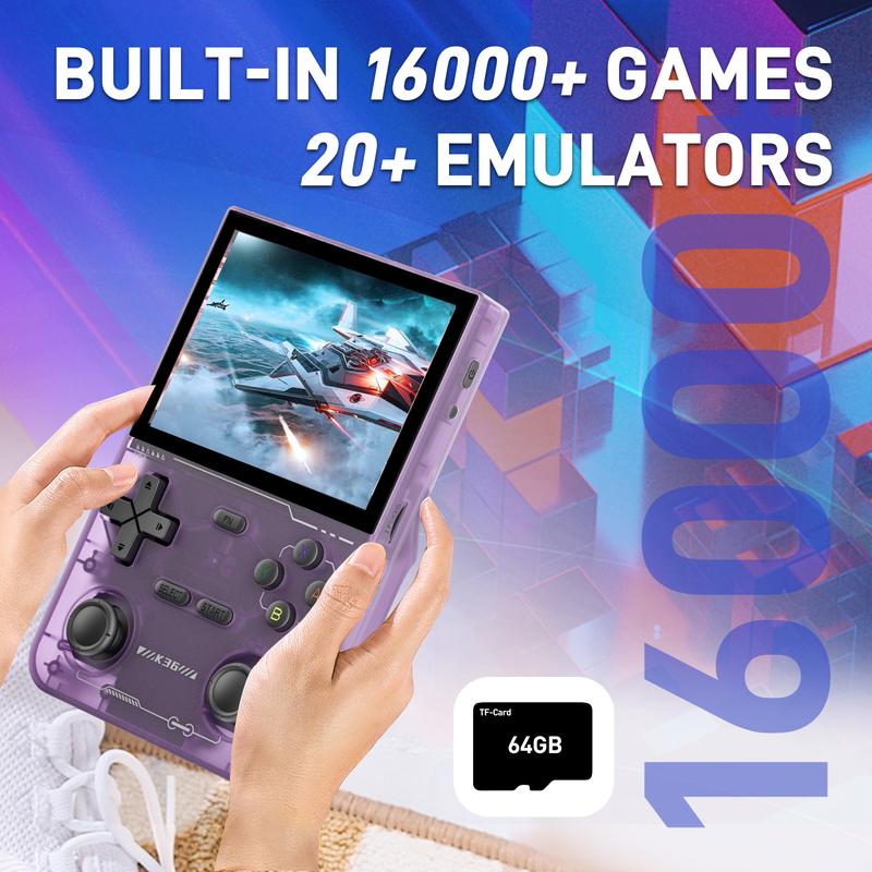 YLA GAMINJA K36 Retro Handheld Game Console with 3.5 Inch IPS Screen 64GB Games 36 Max Emu La Dorade Juegos Portable Gaming System - Digital