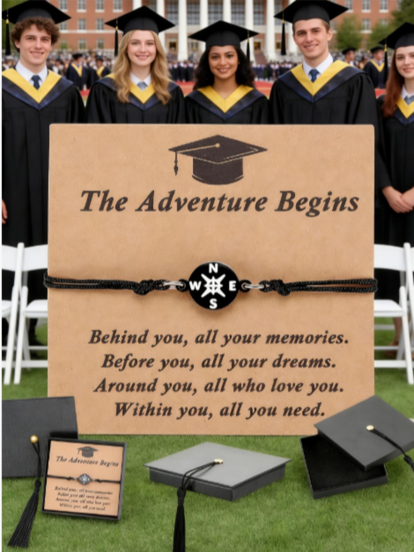 Graduation Gifts for Her Him Kindergarten Class of 2026 Cool High School College Graduation Gift 5th 8th Grade Teen Girl Boy Bracelet Women Jewelry Cards Middle School Nurse Senior Daughter Student Adjustable Cuffs