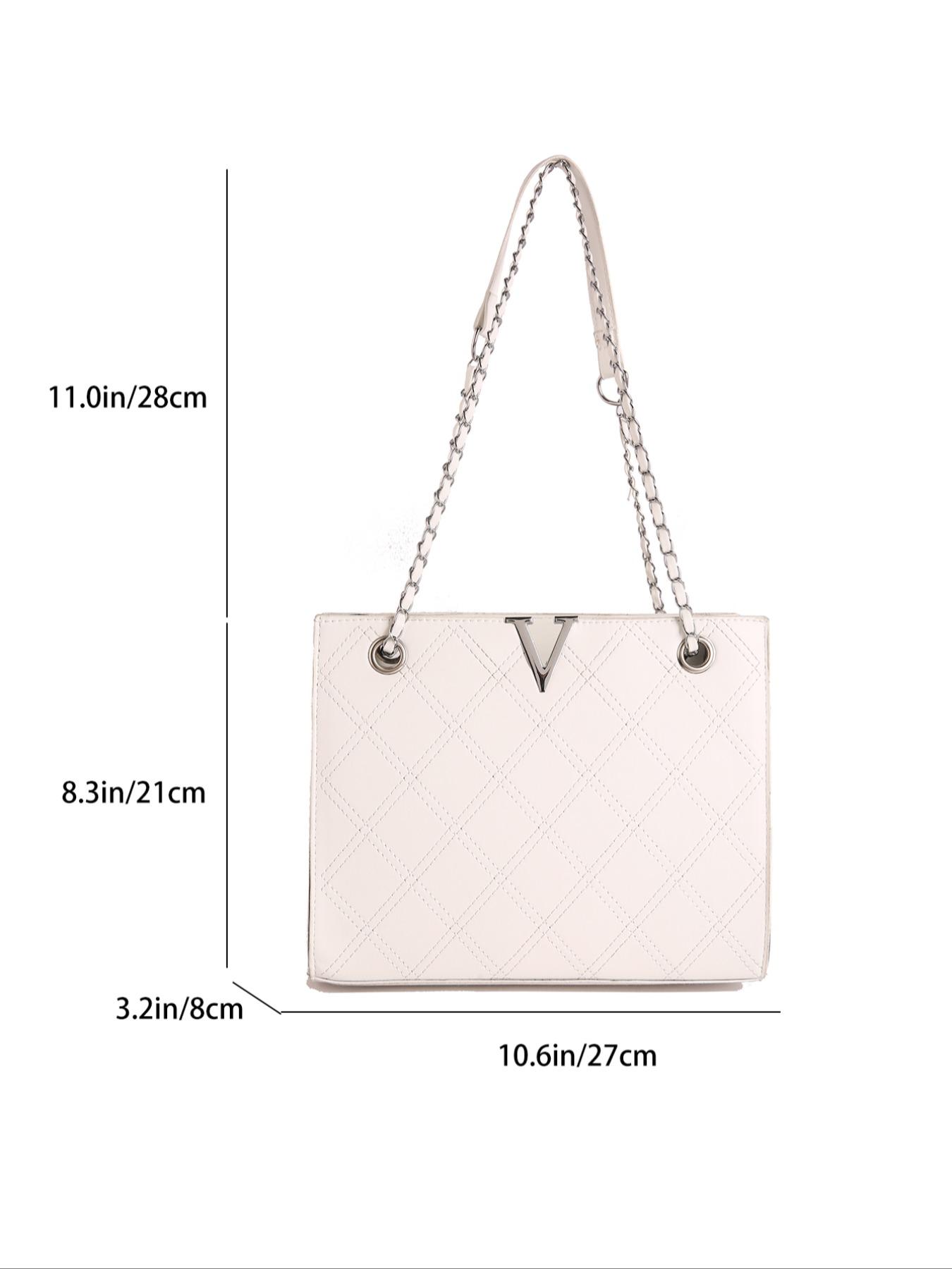 2026 New V-Quilted Tote Bag, Silver Color V-Lock Chain, Large Capacity Luxury Shoulder Crossbody, Stylish Handbag for Women
