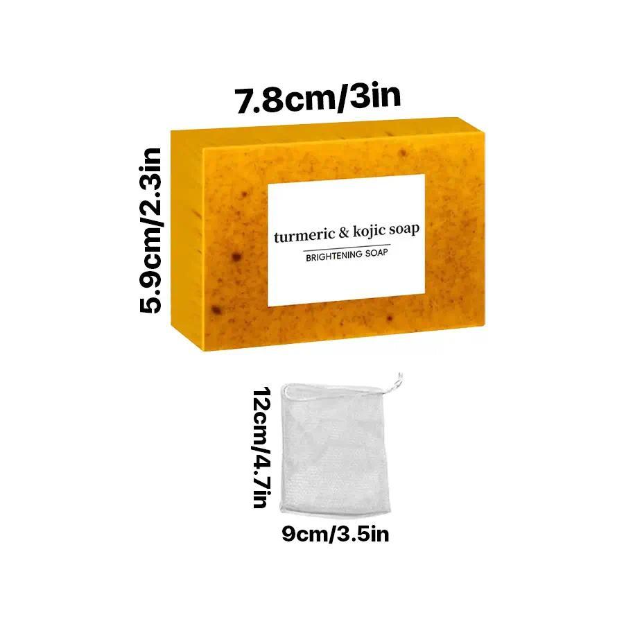 3PCS Lemon Turmeric Kojic Acid Soap Bar Cleanser – Dark Spot Remover for Face & Body | Brightening Turmeric Kojic Soap for Glowing Skin Cleansing