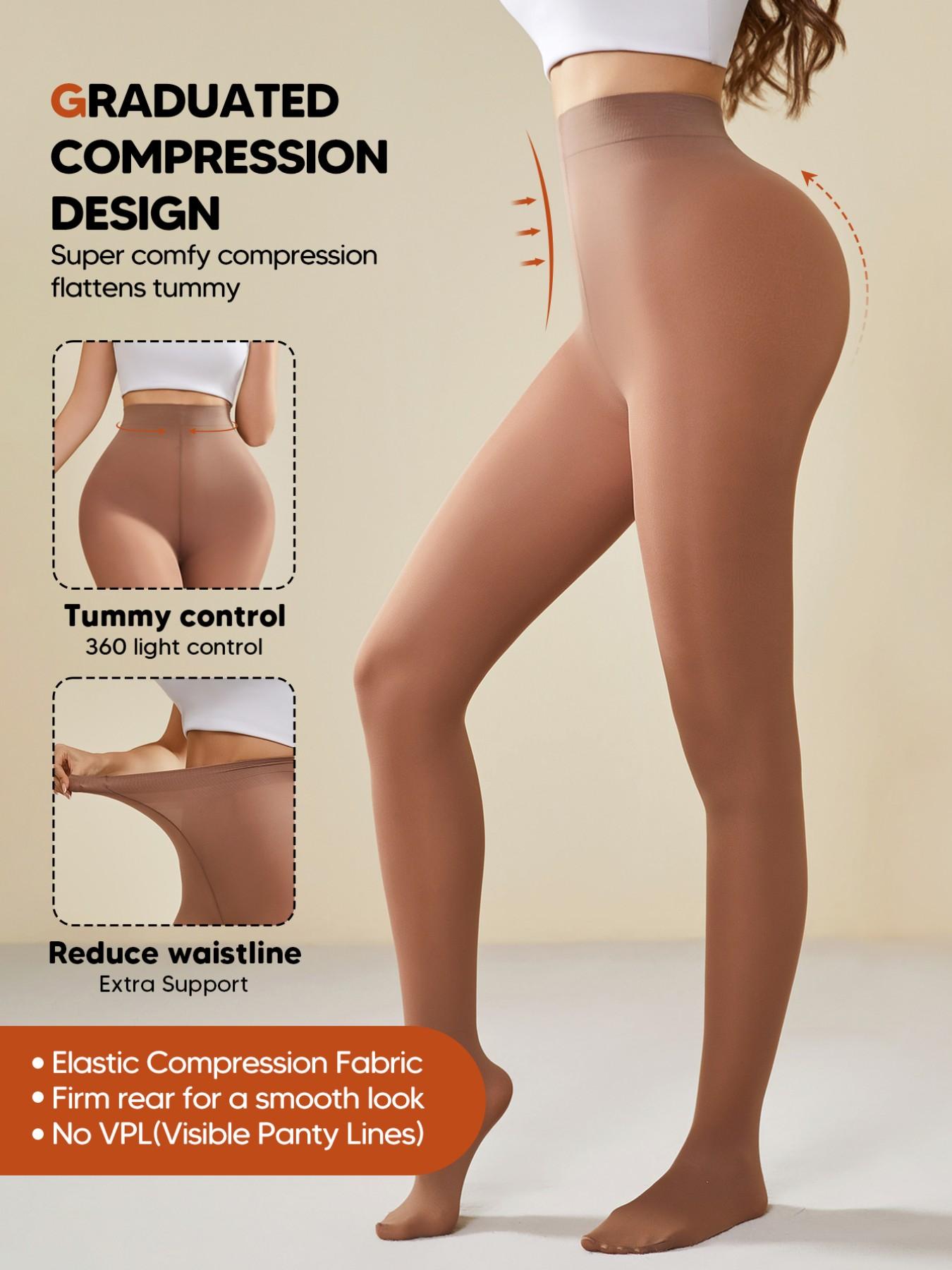 Women's High Waisted Tummy Control Shaping Panty Tights – Butt Lift Graduated Compression Hosiery, VPL-Free Footed Stockings, Black & Brown, Elastic Women's High Waisted Tummy Control Shaping Panty Tights – Butt Lift Graduated Compression Hosiery, VPL-Free Footed Stockings, Black & Brown, Elastic