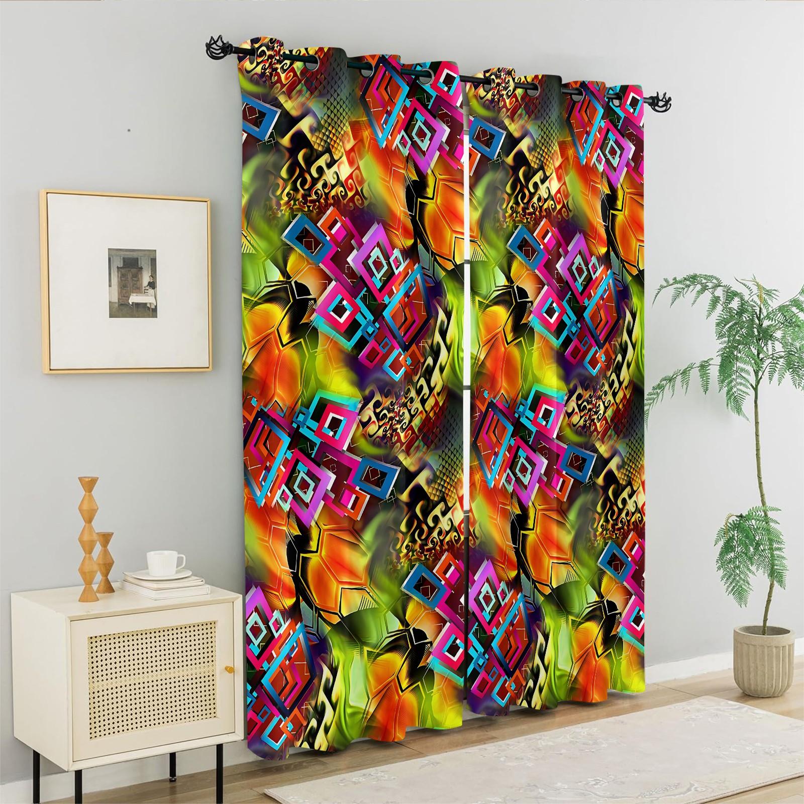 2 Panels Boho Paisley Print Blackout Curtains, Vintage Ethnic Style Darkening Grommet Window Drapes, HD Digital Print, Soft Durable & Light Blocking, Perfect for Bedroom, Living Room, Dorm & Studio Home Decor