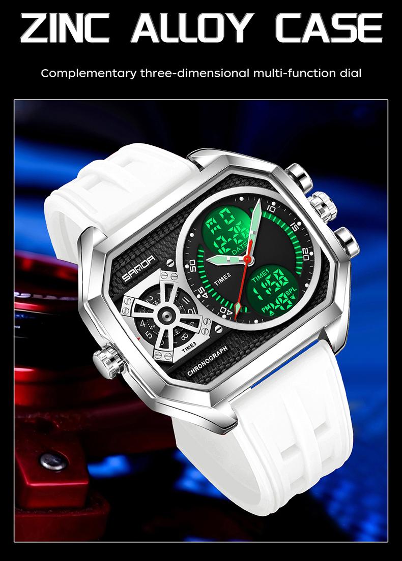 Sanda Multifunctional Digital Watch, Alloy Case, Waterproof, Luminous, Stopwatch, Alarm, Hourly Chime, Perfect Birthday Gift